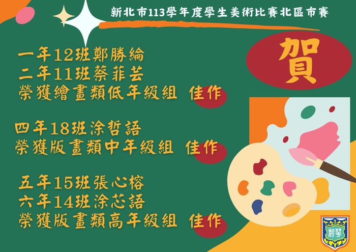新北市113學年學生美術比賽北區市賽成績公告