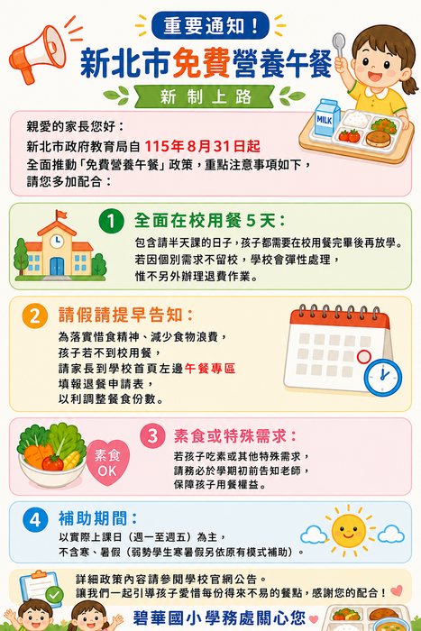 免費營養午餐注意事項